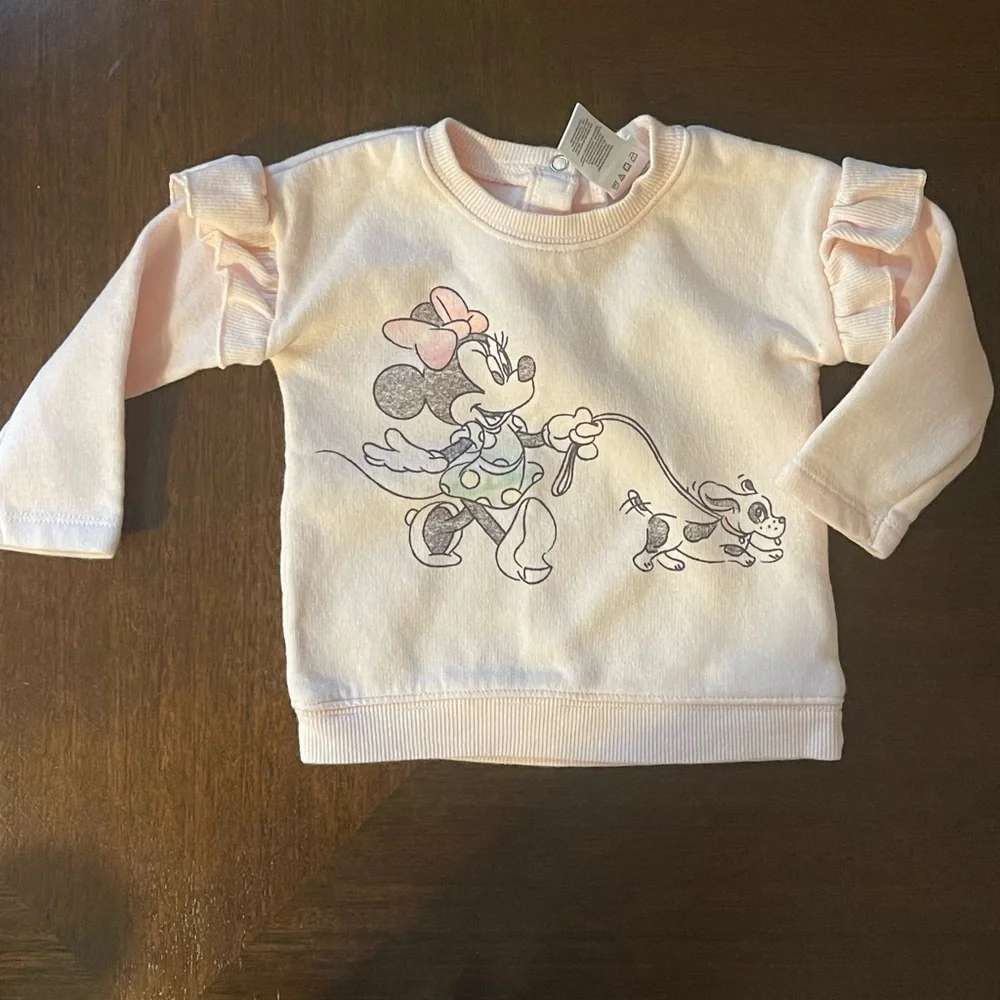 Disney Baby | Pink Matching Minnie Sweatsuit with dog | 6-9 mo